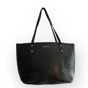 F & W Style tote bag black large career travel diaper bag back to school…